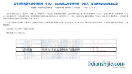 瑞能股份榮膺國(guó)家級(jí)專精特新小巨人企業(yè)認(rèn)定